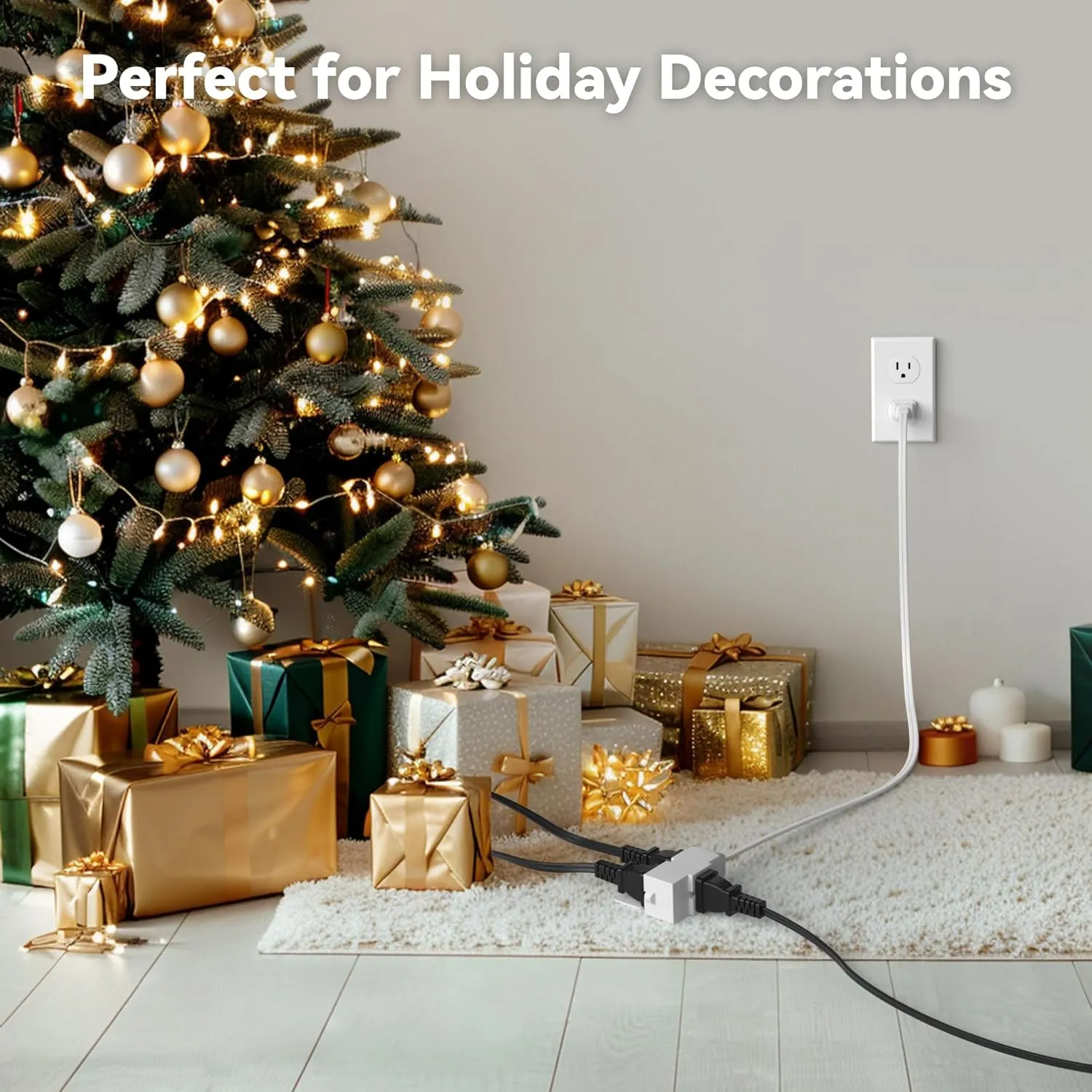 12 ft 3 Outlet Indoor Extension Cord 16/2 SPT-2, 2 Pack White, 2 Prong Polarized Plug Bn-link