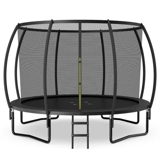 12FT ASTM Approved Recreational Trampoline with Ladder-Black