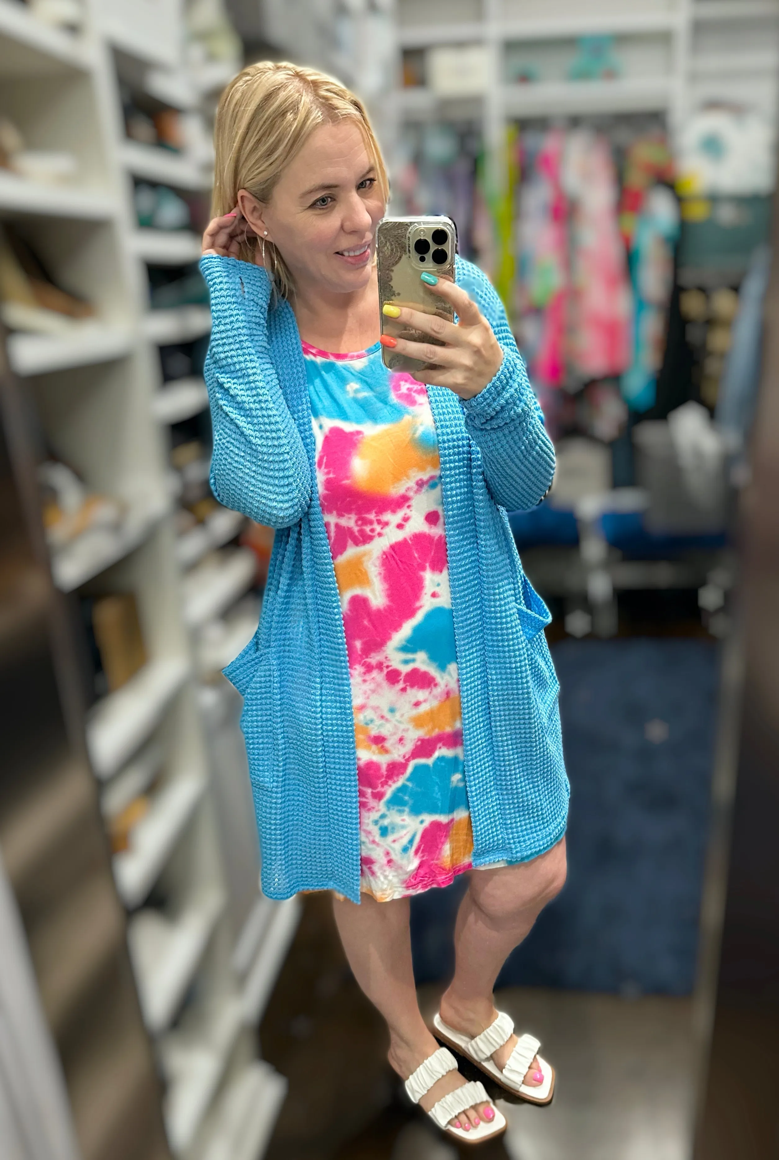 15 Colors - Lola Waffle Knit Cardigan - Blakeley
