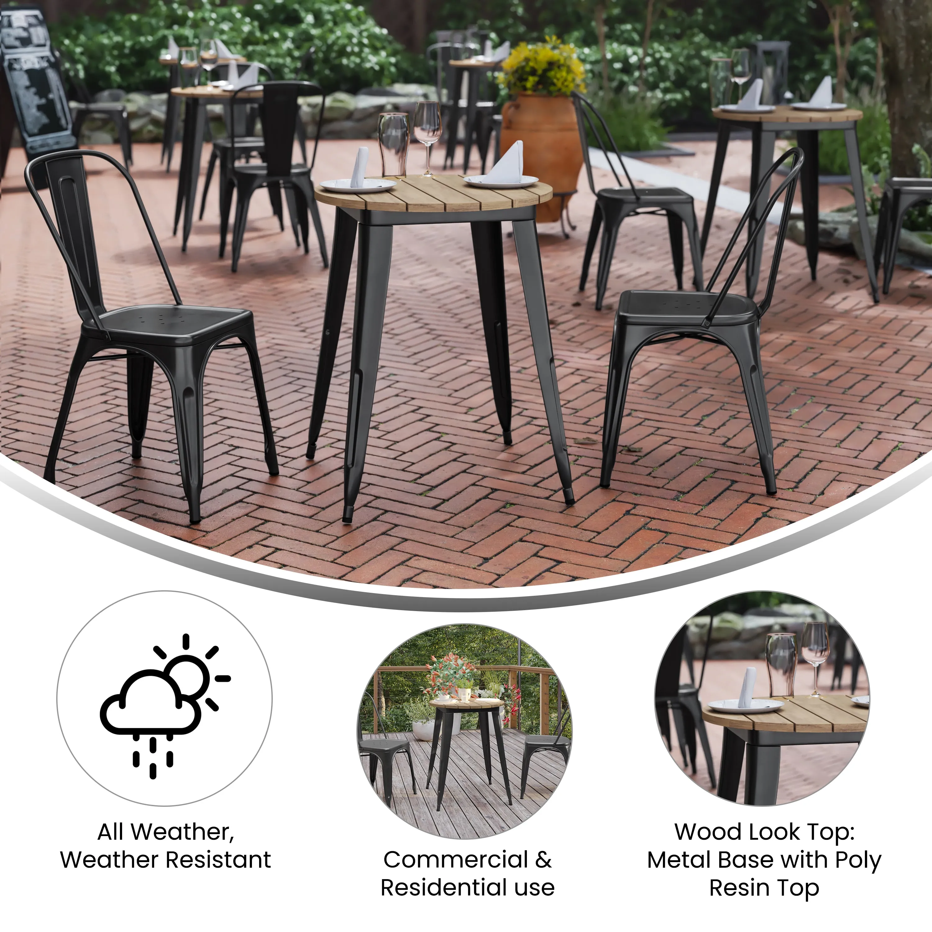 23.75" RD BR/BK Dining Table JJ-T14623-60-BRBK-GG