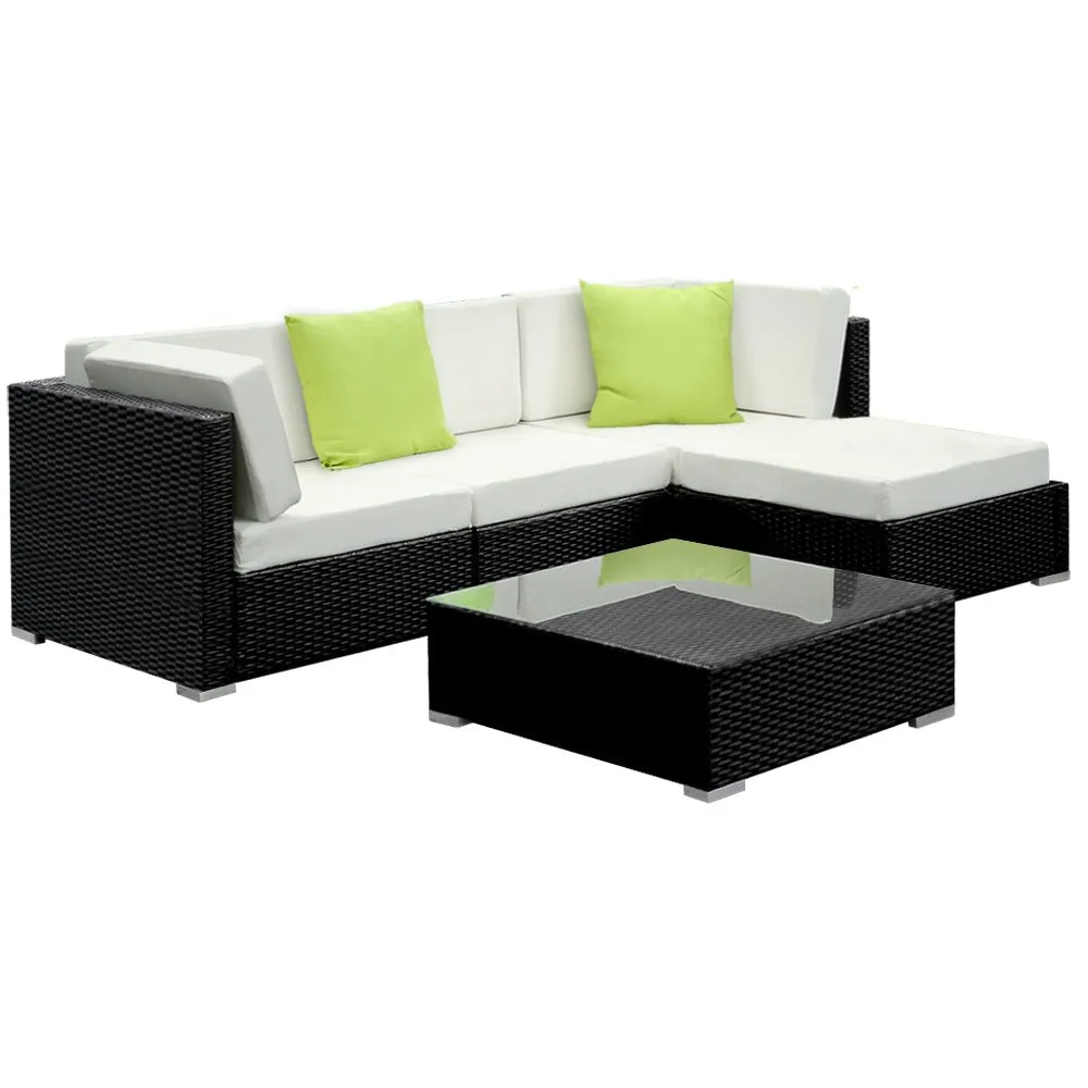 5-Piece Outdoor Sofa Set Wicker Couch Lounge Setting 4 Seater