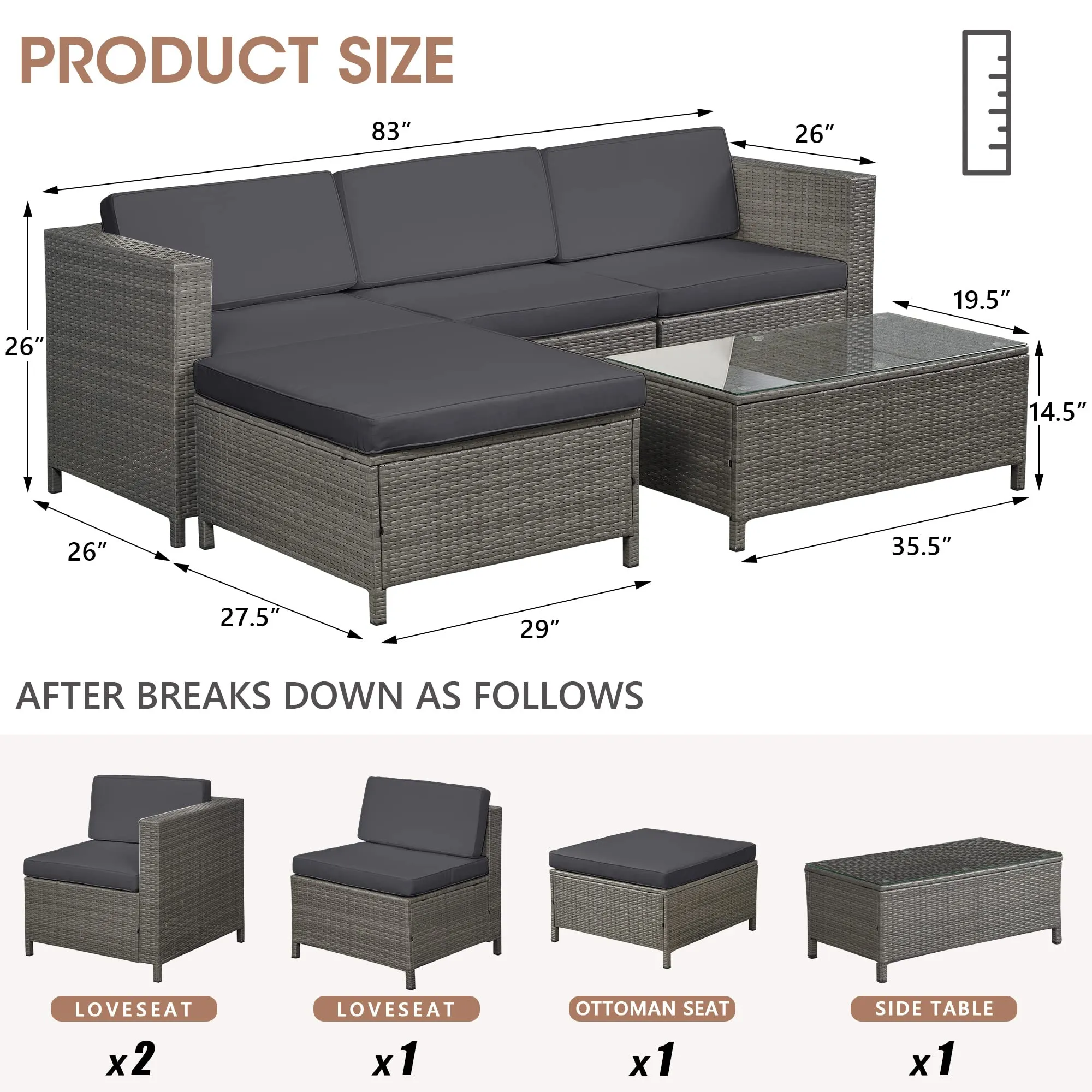 5 Piece Patio Furniture Sets