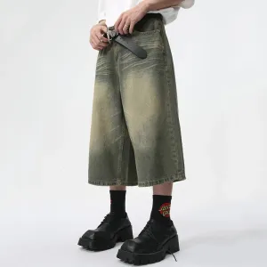 American Style Denim Shorts High Street Straight Calf-Length Pants Summer Men Jeans New Fashion Men's Clothing 9C5970