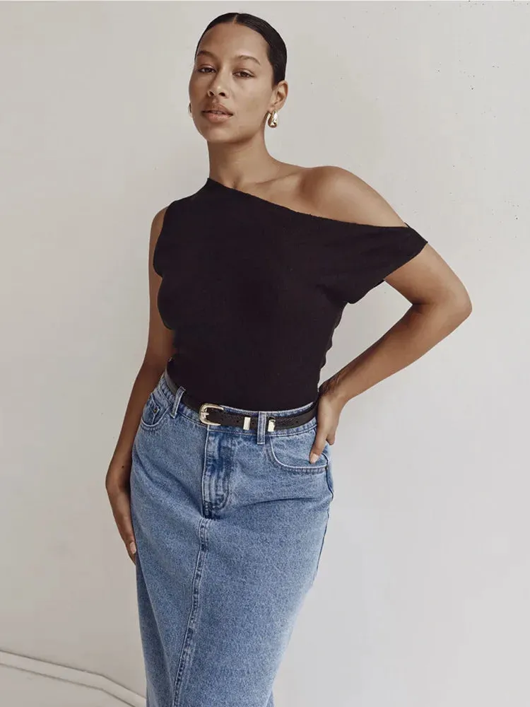 Amozae Skew Collar Sleeveless Crop Tops Women Fashion Solid Sleeveless Backless Tank Tops Ladies Casual Basics Tops Vest
