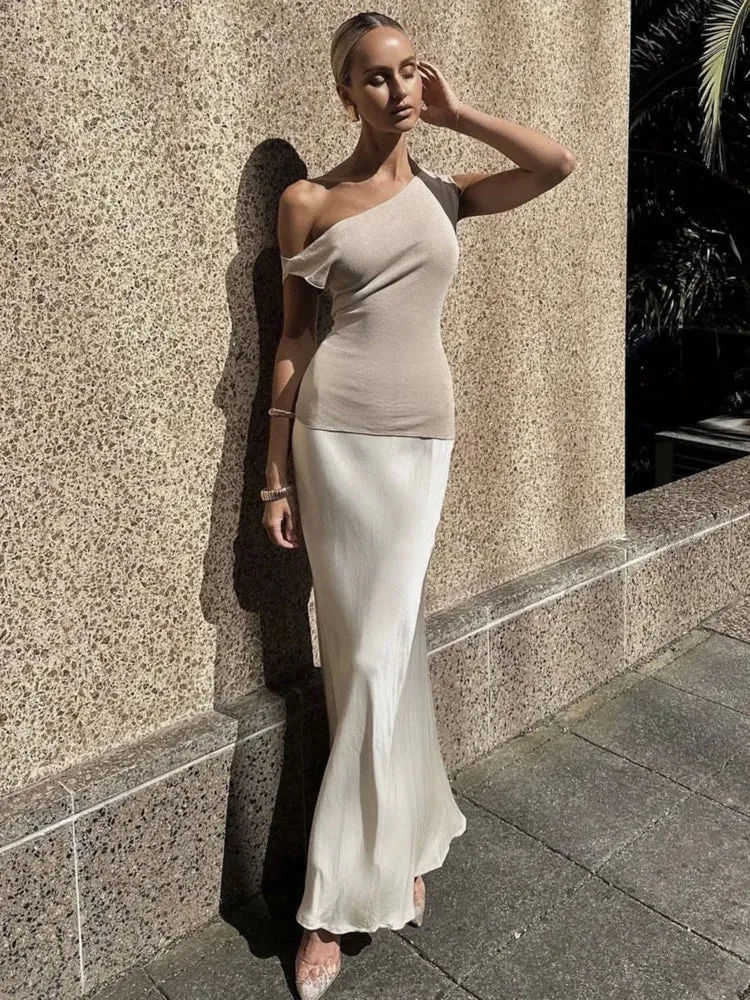 Amozae Skew Collar Sleeveless Crop Tops Women Fashion Solid Sleeveless Backless Tank Tops Ladies Casual Basics Tops Vest