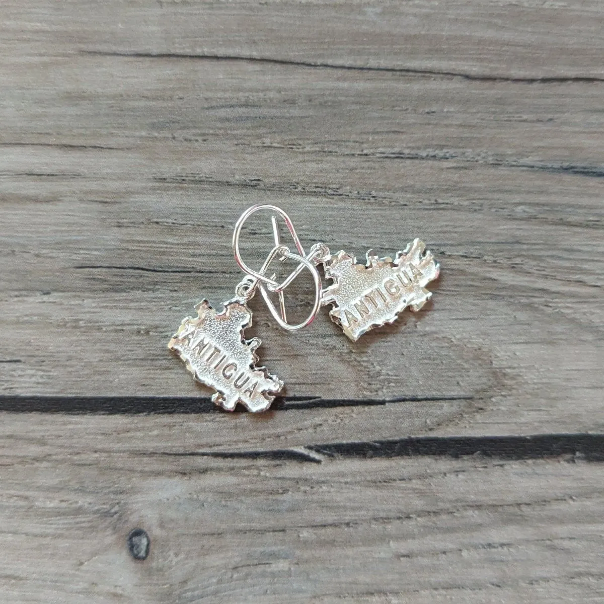Antigua Map Hanging Short Earring by Caribbijou