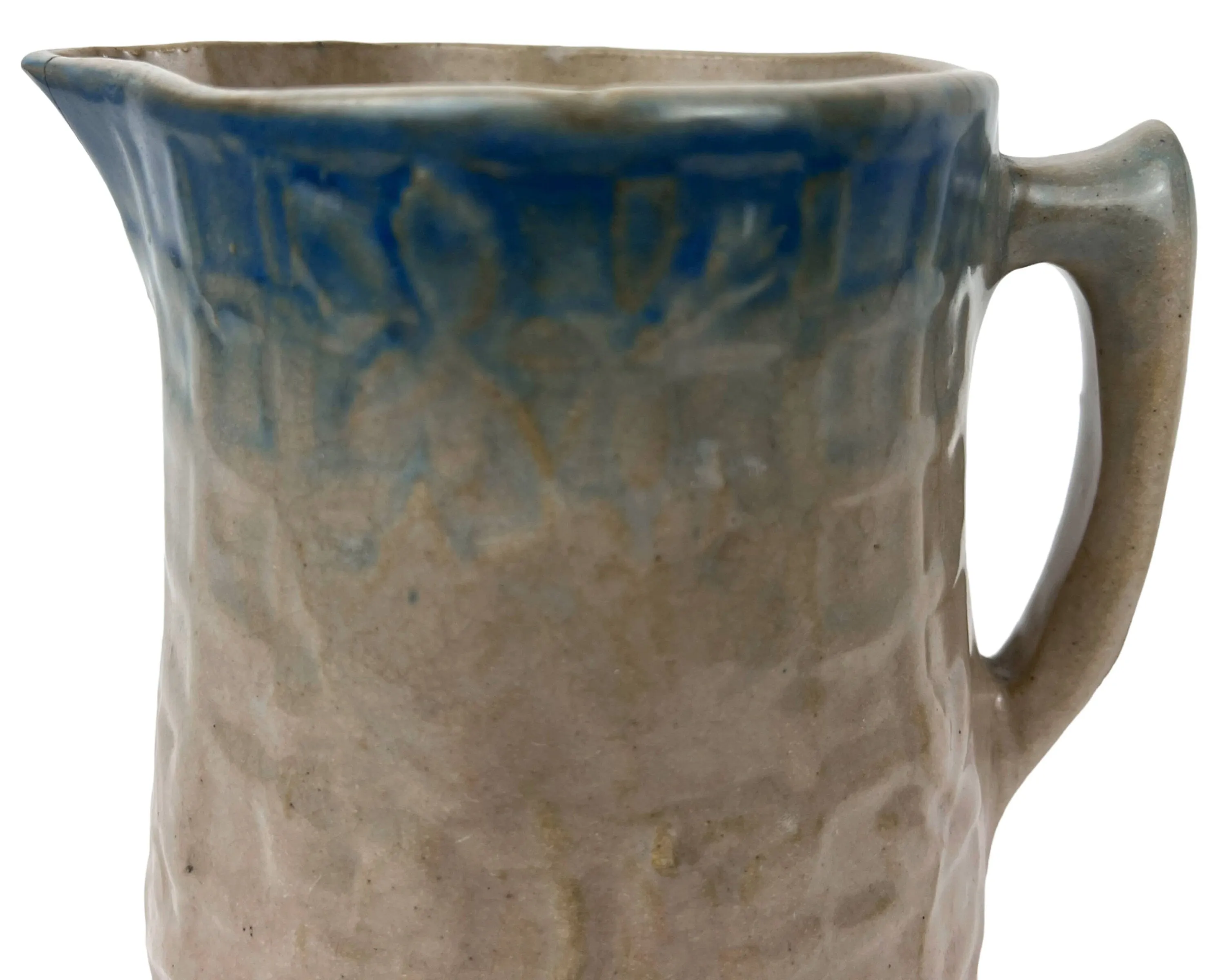 Antique Yelloware Stoneware Jug Rose on a Trellis Pitcher Rural Primitive