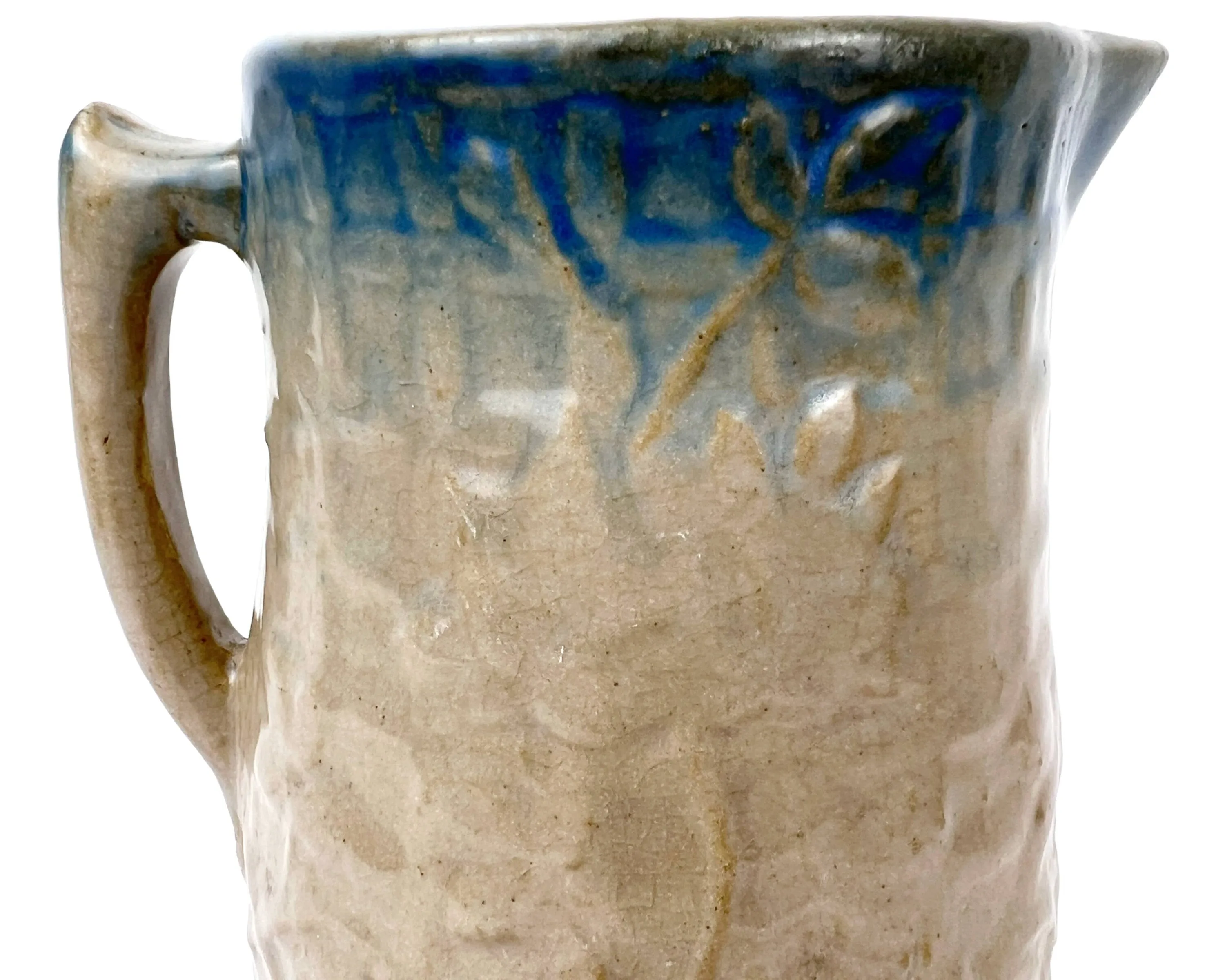 Antique Yelloware Stoneware Jug Rose on a Trellis Pitcher Rural Primitive