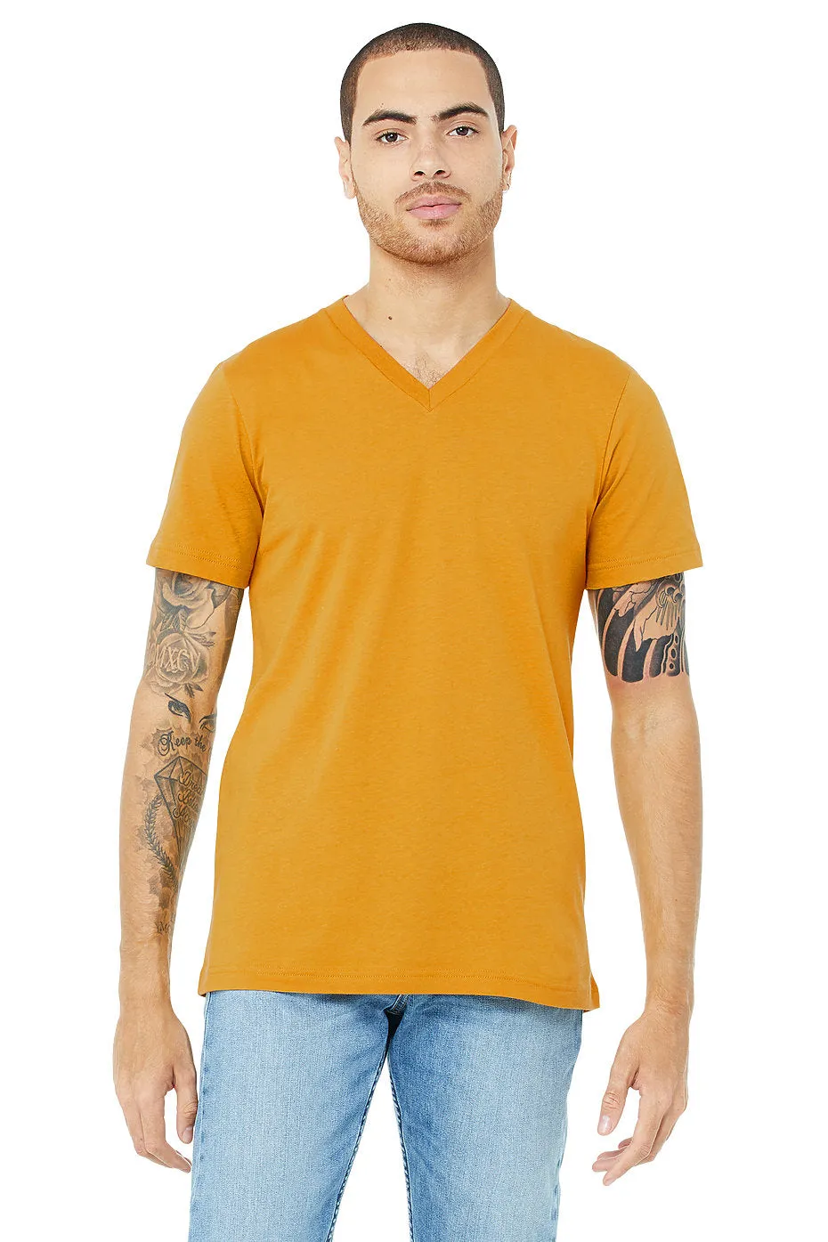 BELLA 3005 UNISEX JERSEY SHORT SLEEVE V-NECK TEE (XS - XL)