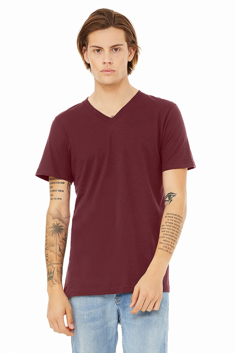 BELLA 3005 UNISEX JERSEY SHORT SLEEVE V-NECK TEE (XS - XL)