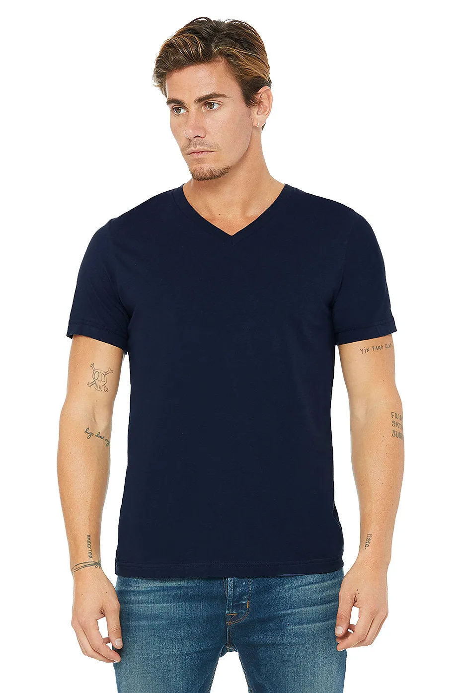 BELLA 3005 UNISEX JERSEY SHORT SLEEVE V-NECK TEE (XS - XL)