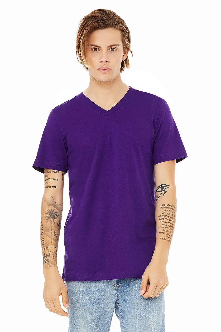 BELLA 3005 UNISEX JERSEY SHORT SLEEVE V-NECK TEE (XS - XL)