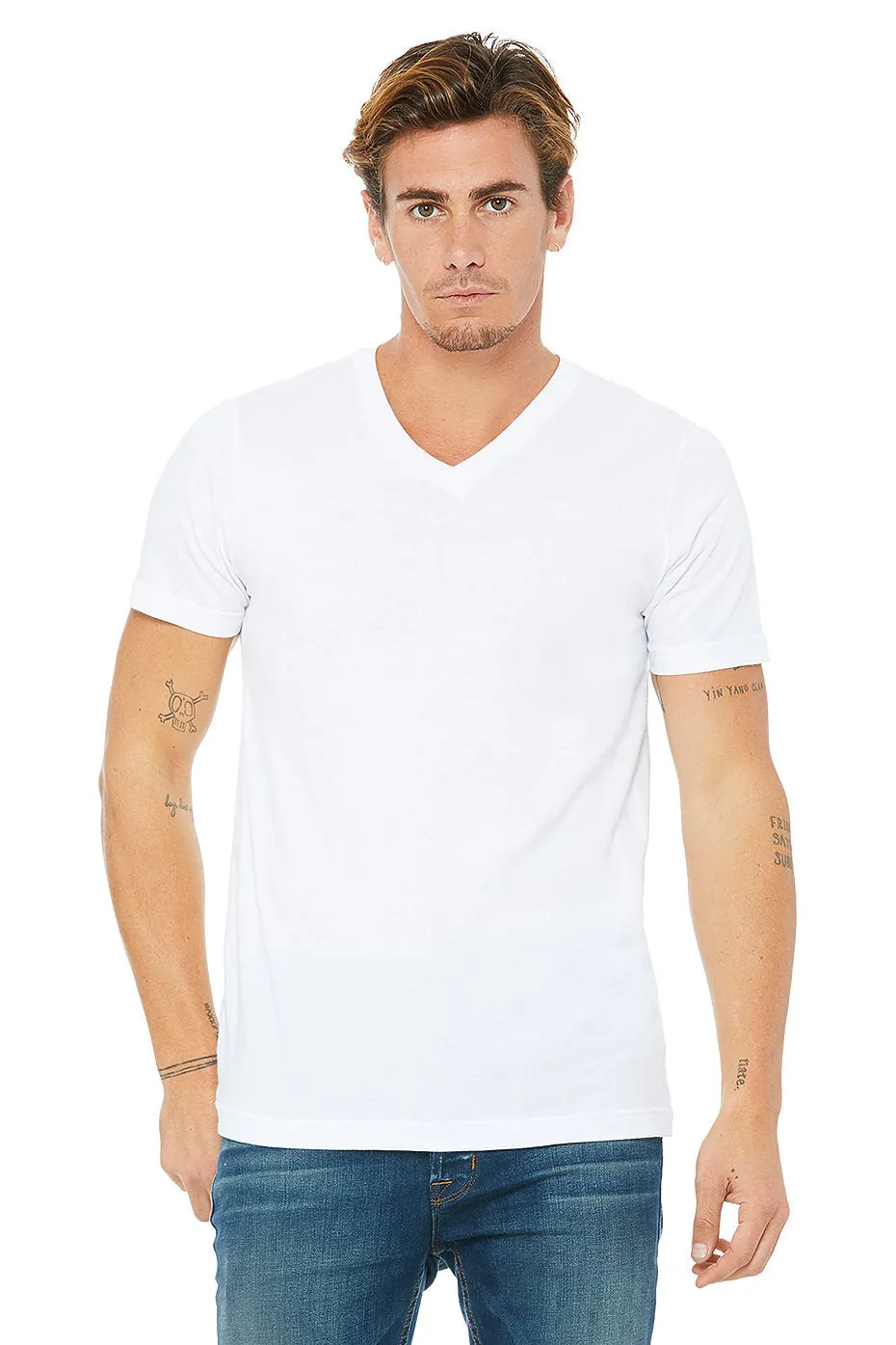 BELLA 3005 UNISEX JERSEY SHORT SLEEVE V-NECK TEE (XS - XL)