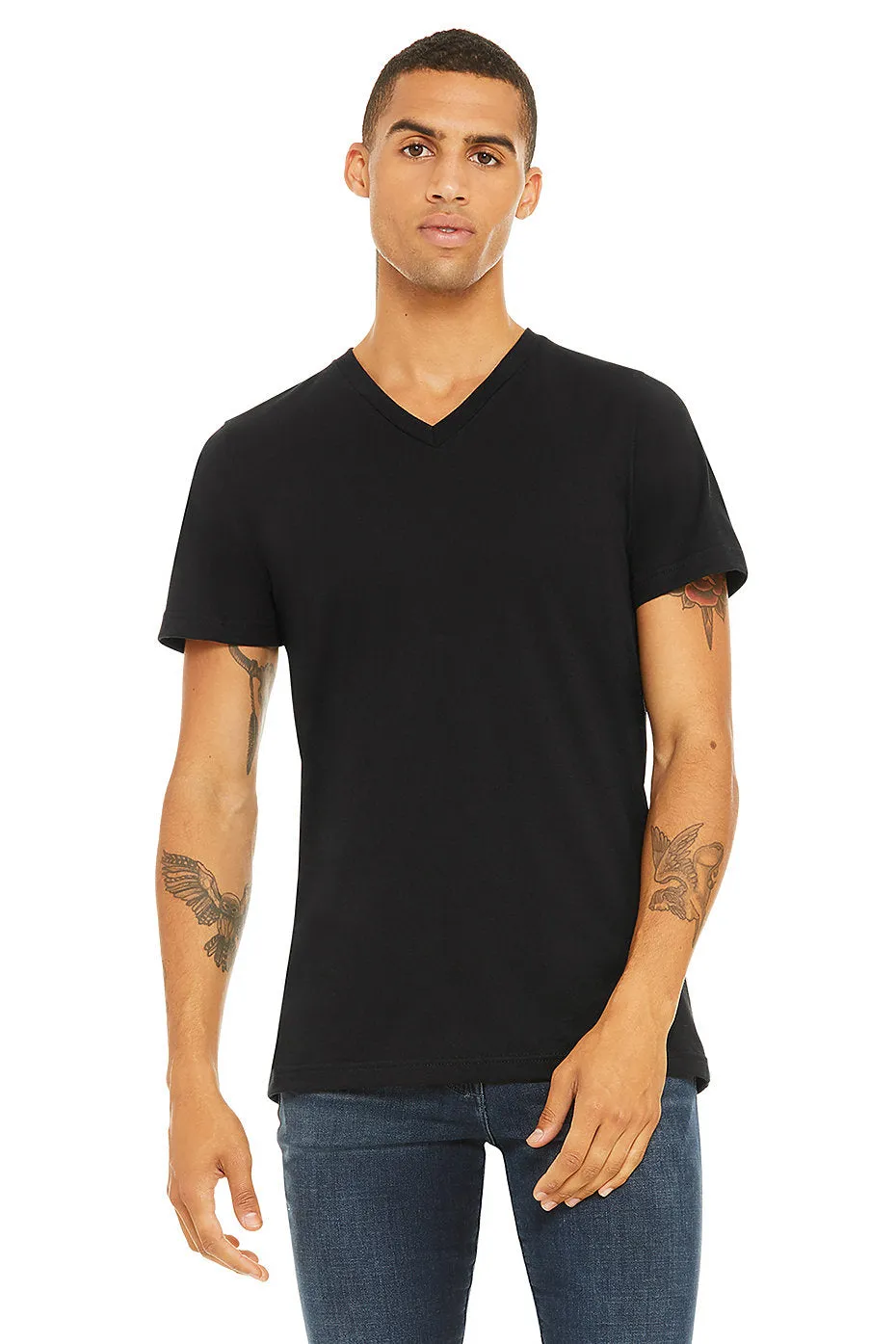 BELLA 3005 UNISEX JERSEY SHORT SLEEVE V-NECK TEE (XS - XL)