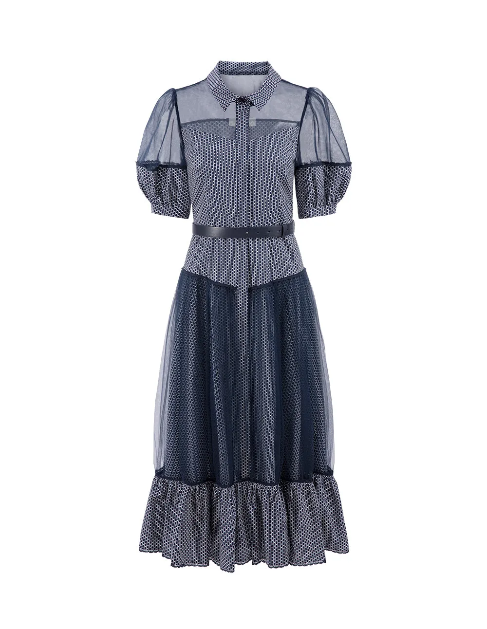 BORA AKSU French Mesh Panelled Pleated Dress