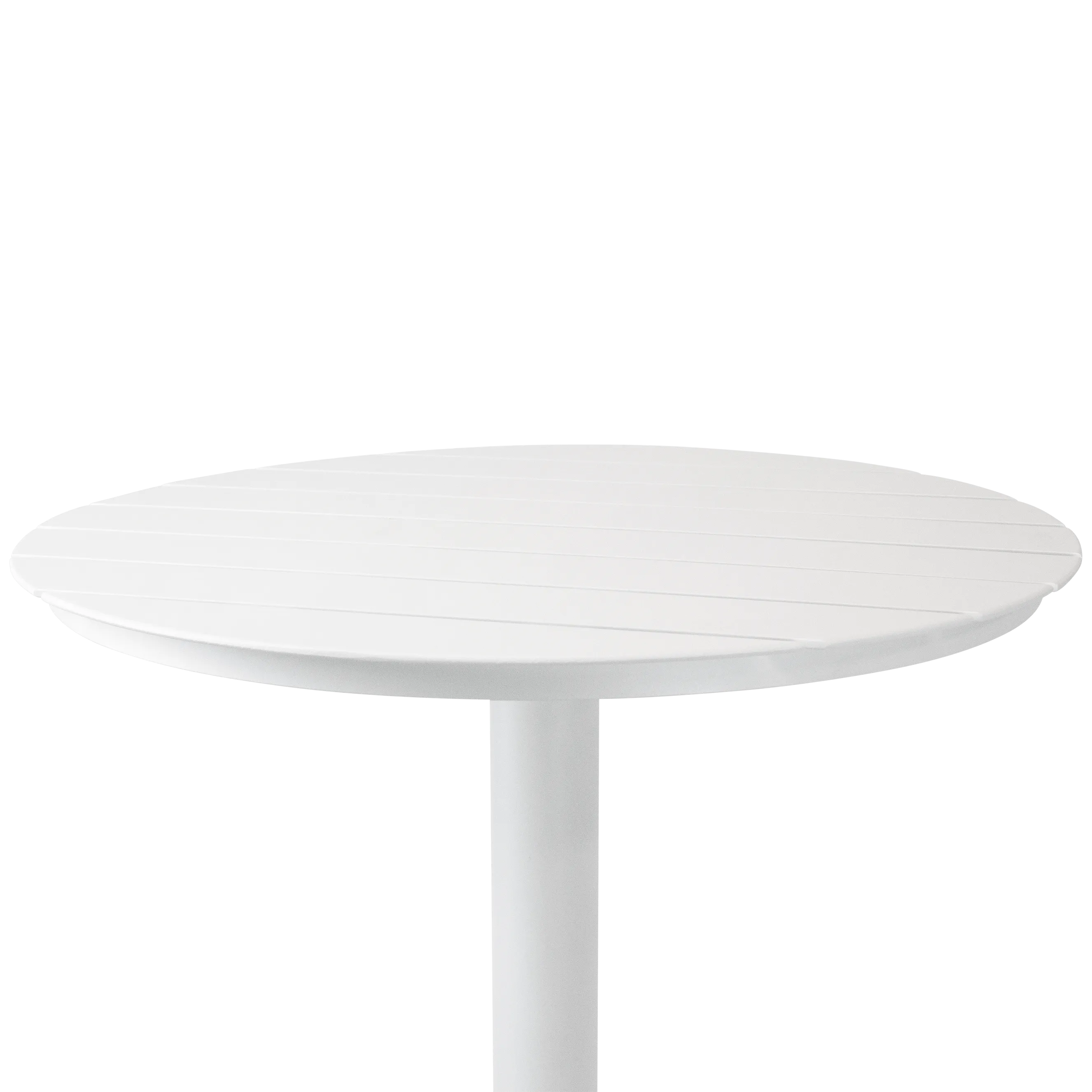 Cafe Collection Round Bar Table in Aluminium and Steel Base in Arctic White