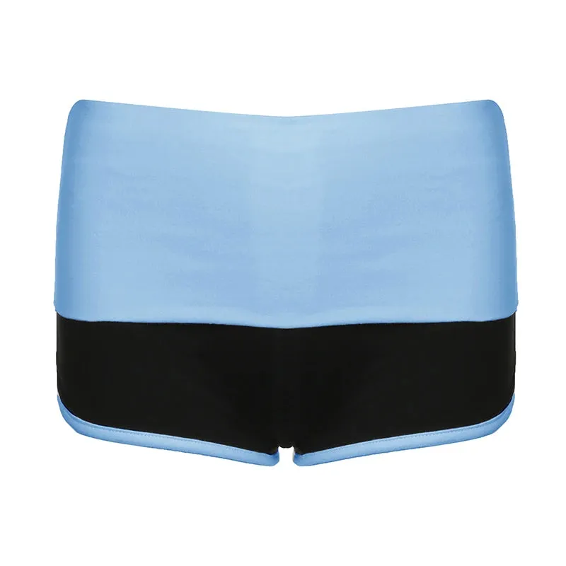 Casual Stripe Patchwork Skinny Summer Shorts Women Low Rise Hotpants Contrast Homewear Basic Hottie Y2K Bottoms Sexy