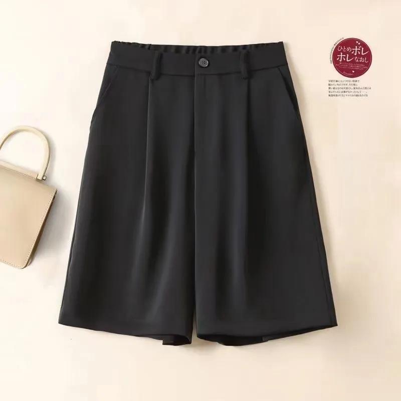 Chiffon Women Shorts Elastic High Waist Loose Casual Suit Wide Leg Shorts Summer Thin Fashion A Line Ladies Shorts