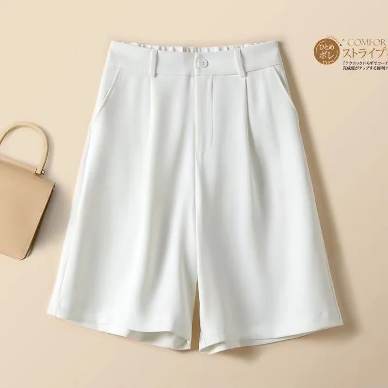 Chiffon Women Shorts Elastic High Waist Loose Casual Suit Wide Leg Shorts Summer Thin Fashion A Line Ladies Shorts