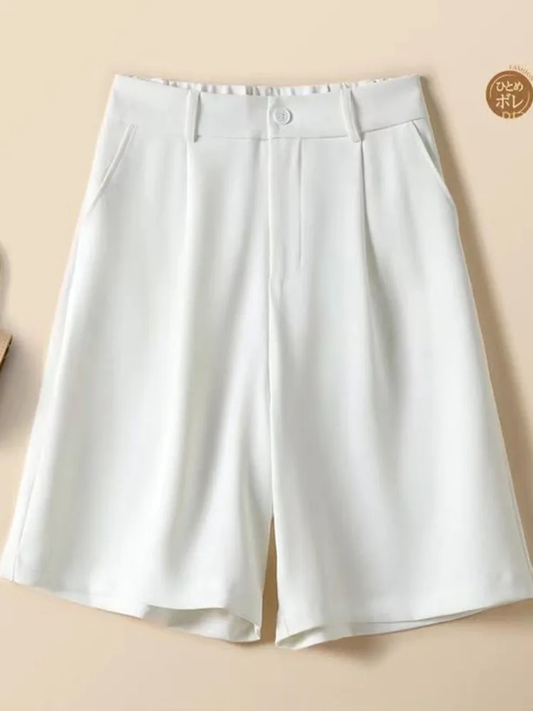 Chiffon Women Shorts Elastic High Waist Loose Casual Suit Wide Leg Shorts Summer Thin Fashion A Line Ladies Shorts