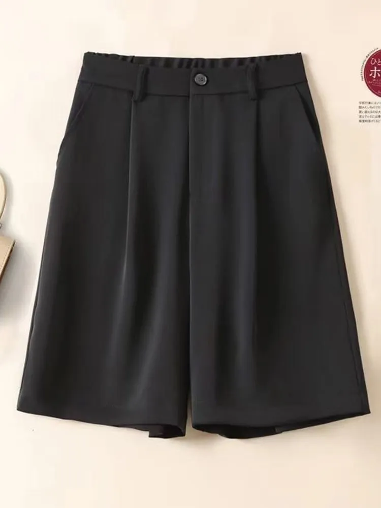 Chiffon Women Shorts Elastic High Waist Loose Casual Suit Wide Leg Shorts Summer Thin Fashion A Line Ladies Shorts
