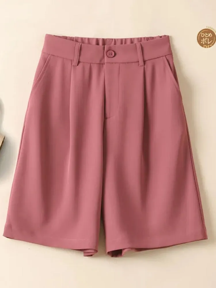 Chiffon Women Shorts Elastic High Waist Loose Casual Suit Wide Leg Shorts Summer Thin Fashion A Line Ladies Shorts