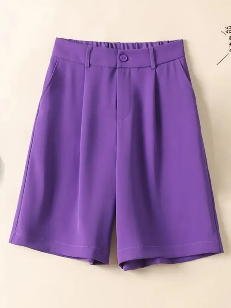 Chiffon Women Shorts Elastic High Waist Loose Casual Suit Wide Leg Shorts Summer Thin Fashion A Line Ladies Shorts