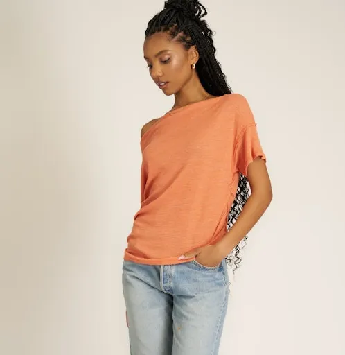 Clover Cowl Neck Textured Rib Tee