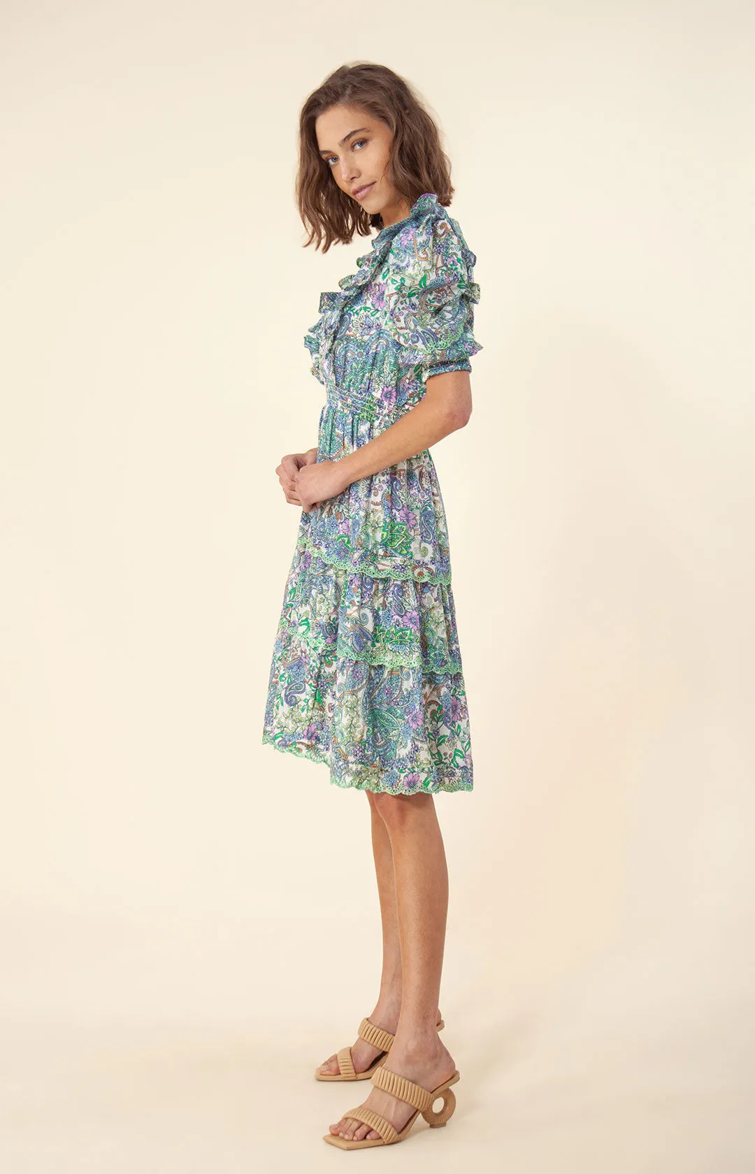 Eola Eyelet Trim Voile Dress