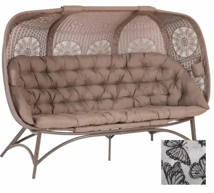 Flowerhouse Couch Outdoor Sofa with Tan Cushion and Aluminum Frame