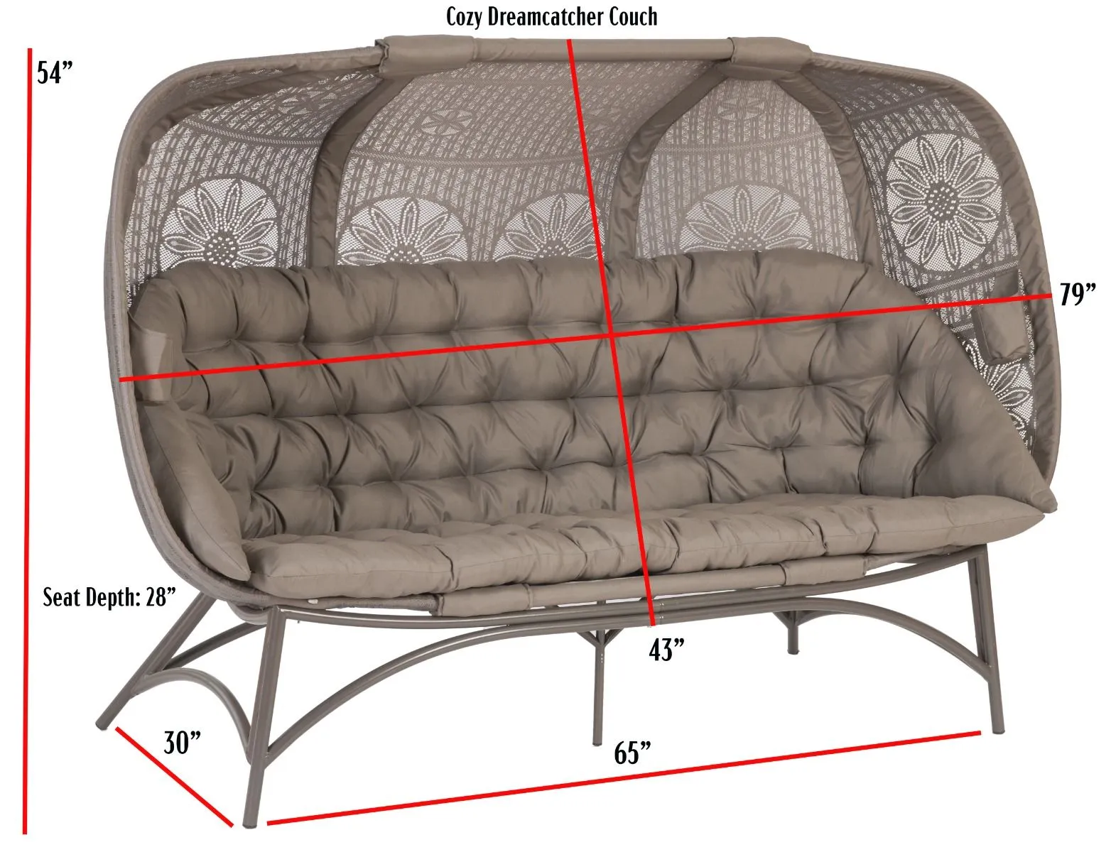 Flowerhouse Couch Outdoor Sofa with Tan Cushion and Aluminum Frame