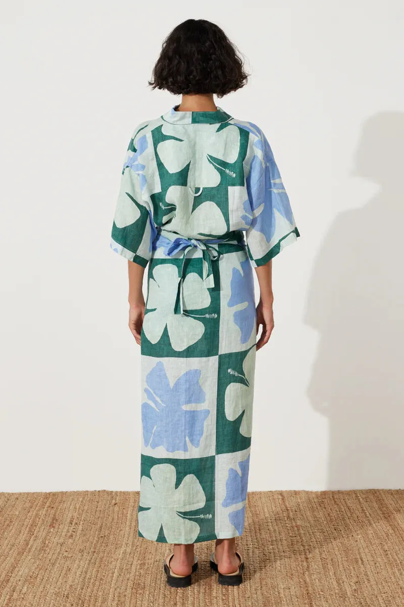 Hibiscus Linen Wrap Skirt