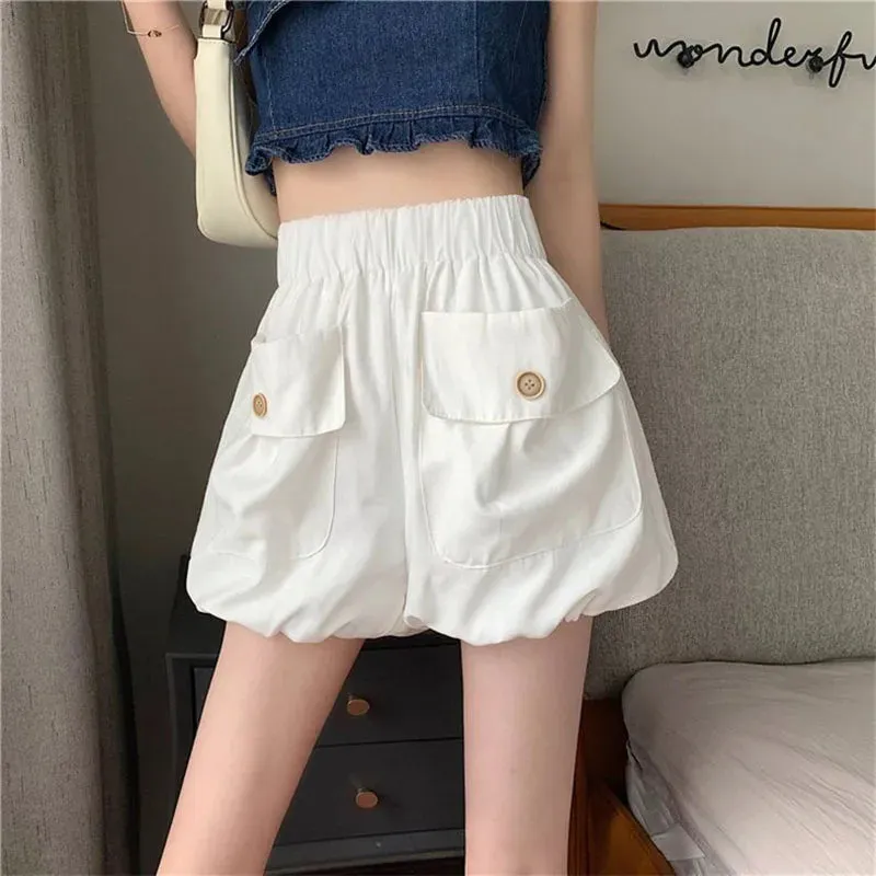 High Loose Oversized Solid Casual Waist Short