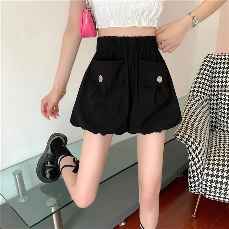 High Loose Oversized Solid Casual Waist Short
