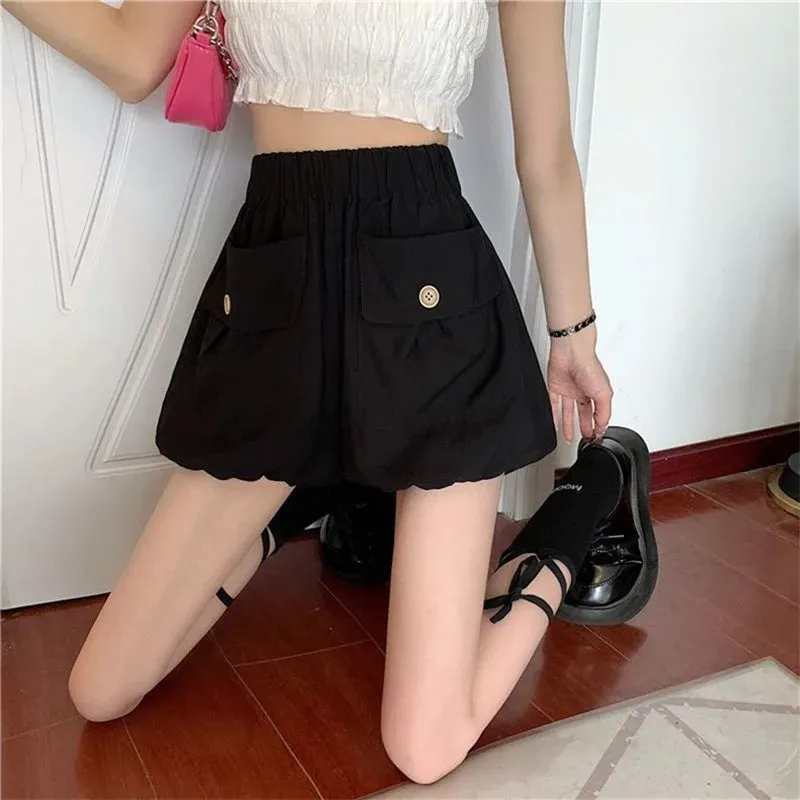 High Loose Oversized Solid Casual Waist Short