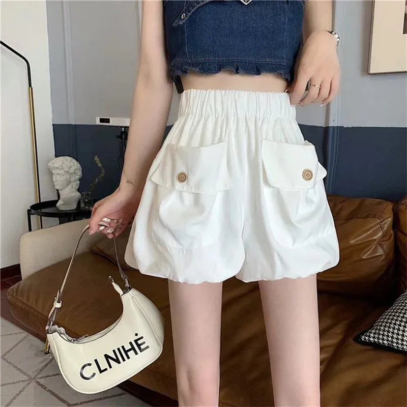 High Loose Oversized Solid Casual Waist Short