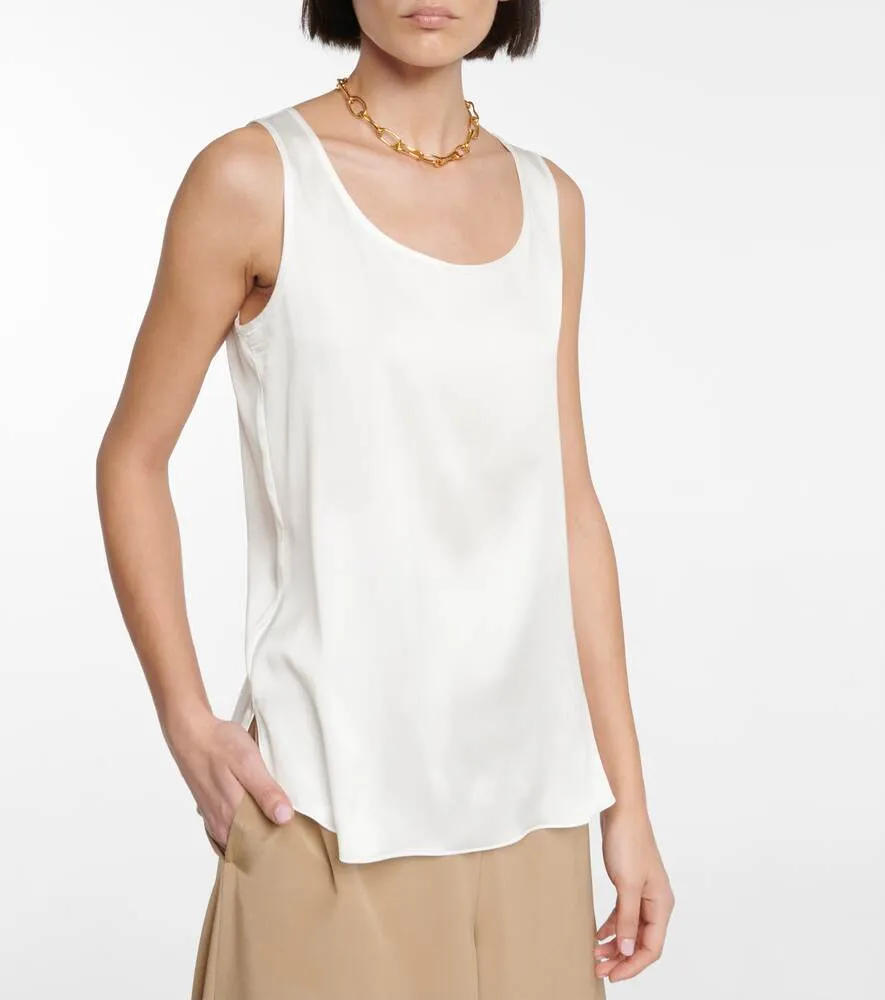 Leisure Pan Stretch Silk Tank Top MAX MARA, White