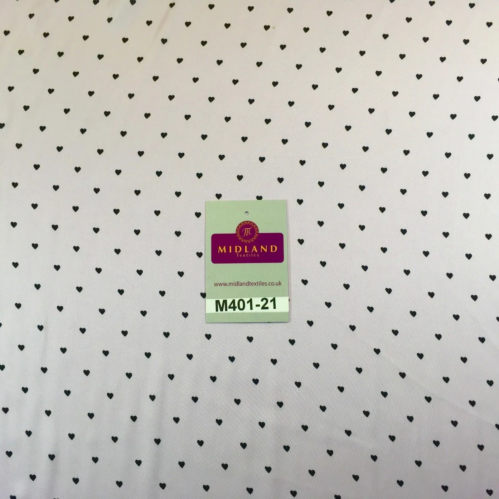 Lilac Silky Smooth Black Heart Printed Satin Dress fabric 58" M401-21 Mtex