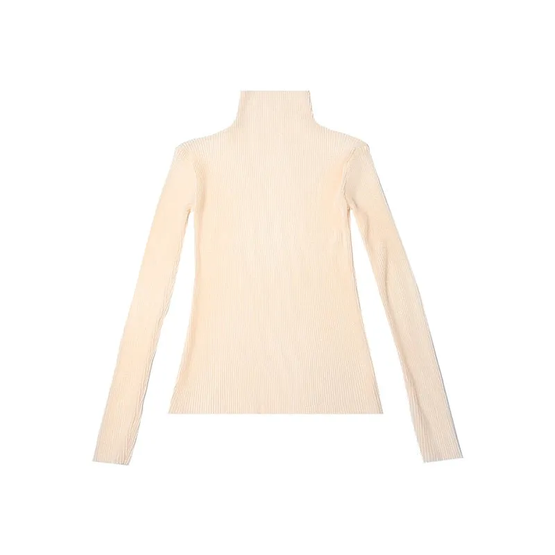 Long Sleeve Female T-shirt Transparent Sexy T-Shirts for Women Turtleneck Tops Underwear Korean Clothes Spring