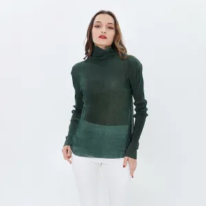 Long Sleeve Female T-shirt Transparent Sexy T-Shirts for Women Turtleneck Tops Underwear Korean Clothes Spring