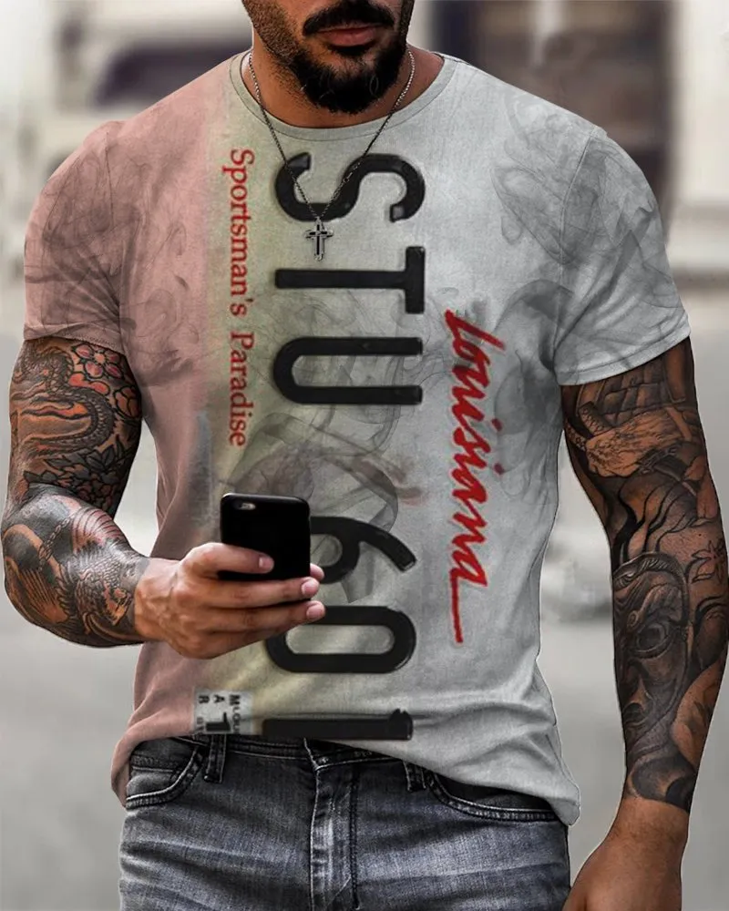 Louisiana License Plate Print Casual T-Shirt