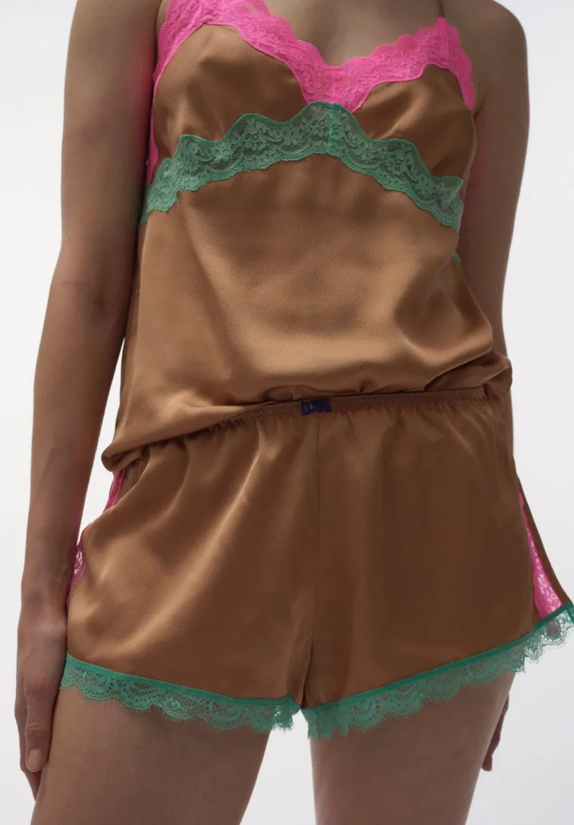 LOVE STORIES~ Apollo brown lace trim tap short