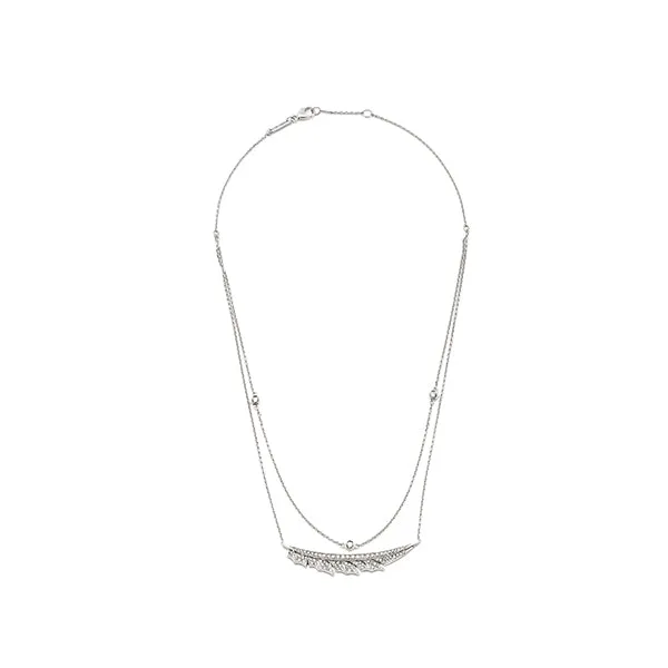 Magnipheasant Pavé Feather Necklace White Gold