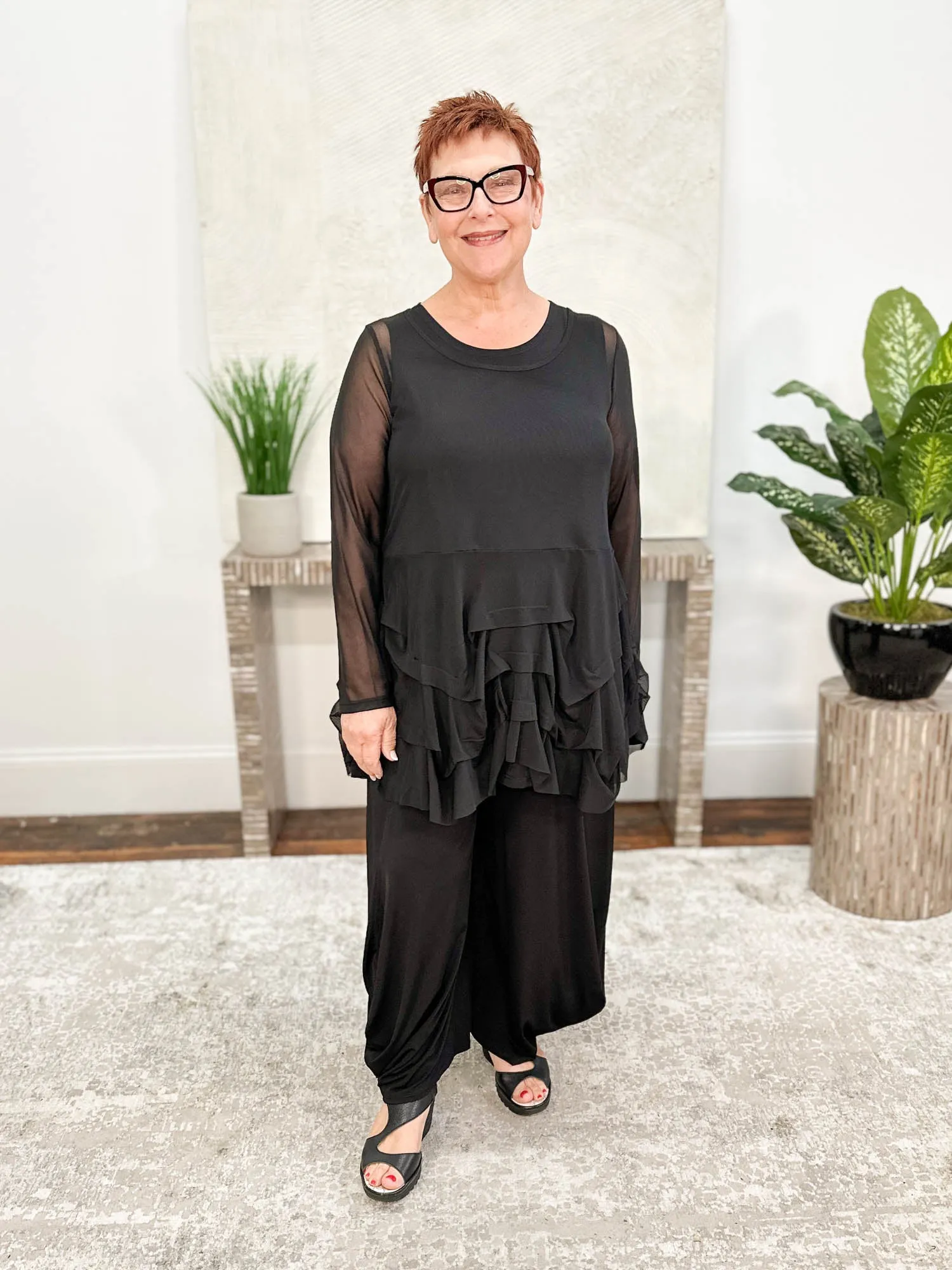 Mavis Tunic, Black Mesh
