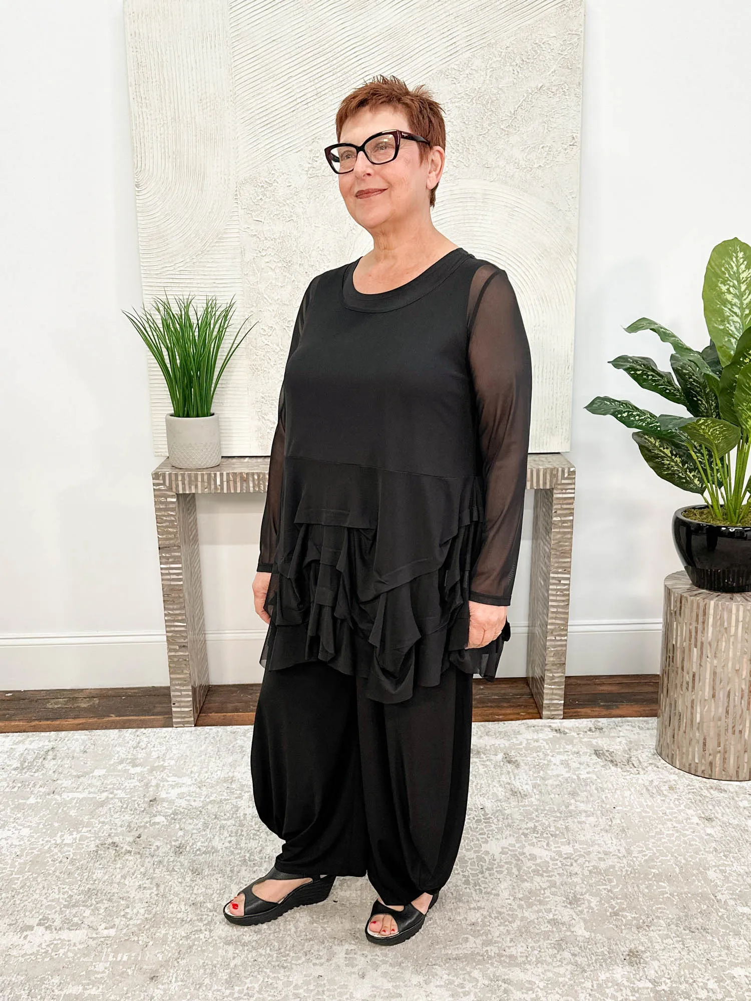 Mavis Tunic, Black Mesh