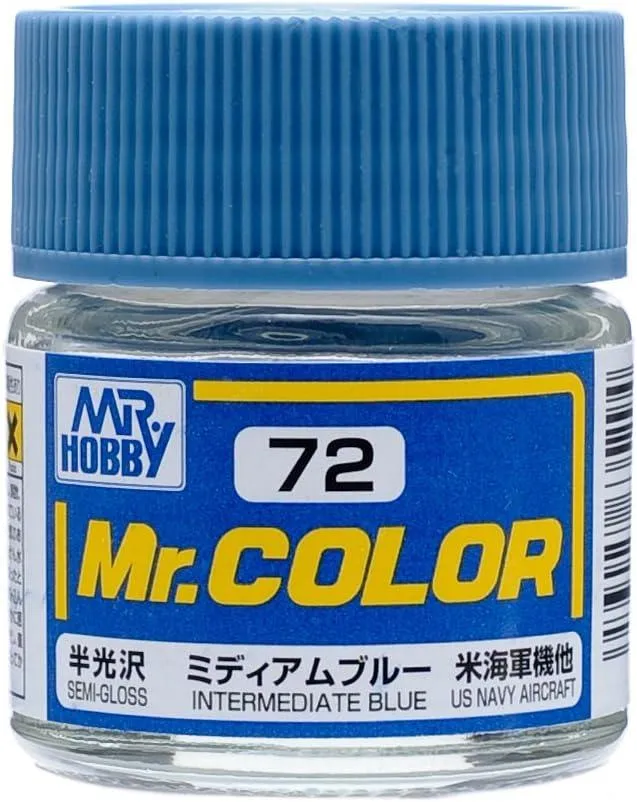 Mr. Hobby C72 Mr. Color Semi Gloss Intermediate Blue Lacquer Paint 10ml