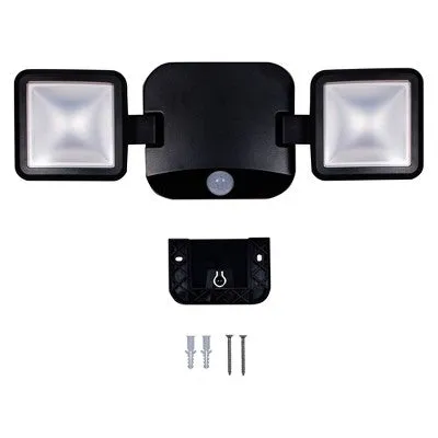 Open Box - Energizer 600 Lumens Outdoor LED Motion Sensing Dual Head Security Outdoor Wall Light Black