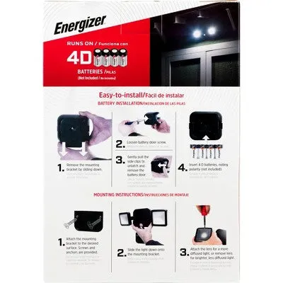 Open Box - Energizer 600 Lumens Outdoor LED Motion Sensing Dual Head Security Outdoor Wall Light Black