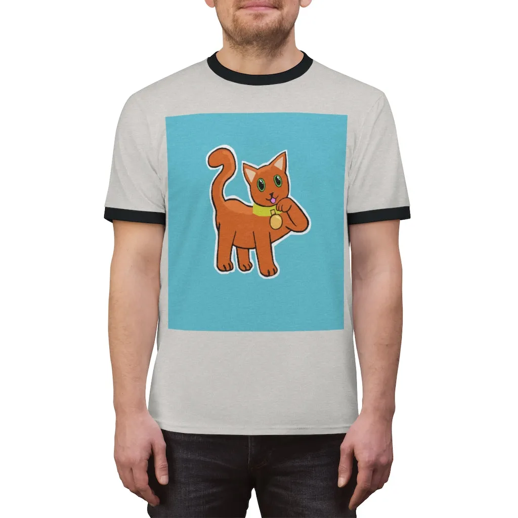 Orange Kitty Unisex Ringer Tee
