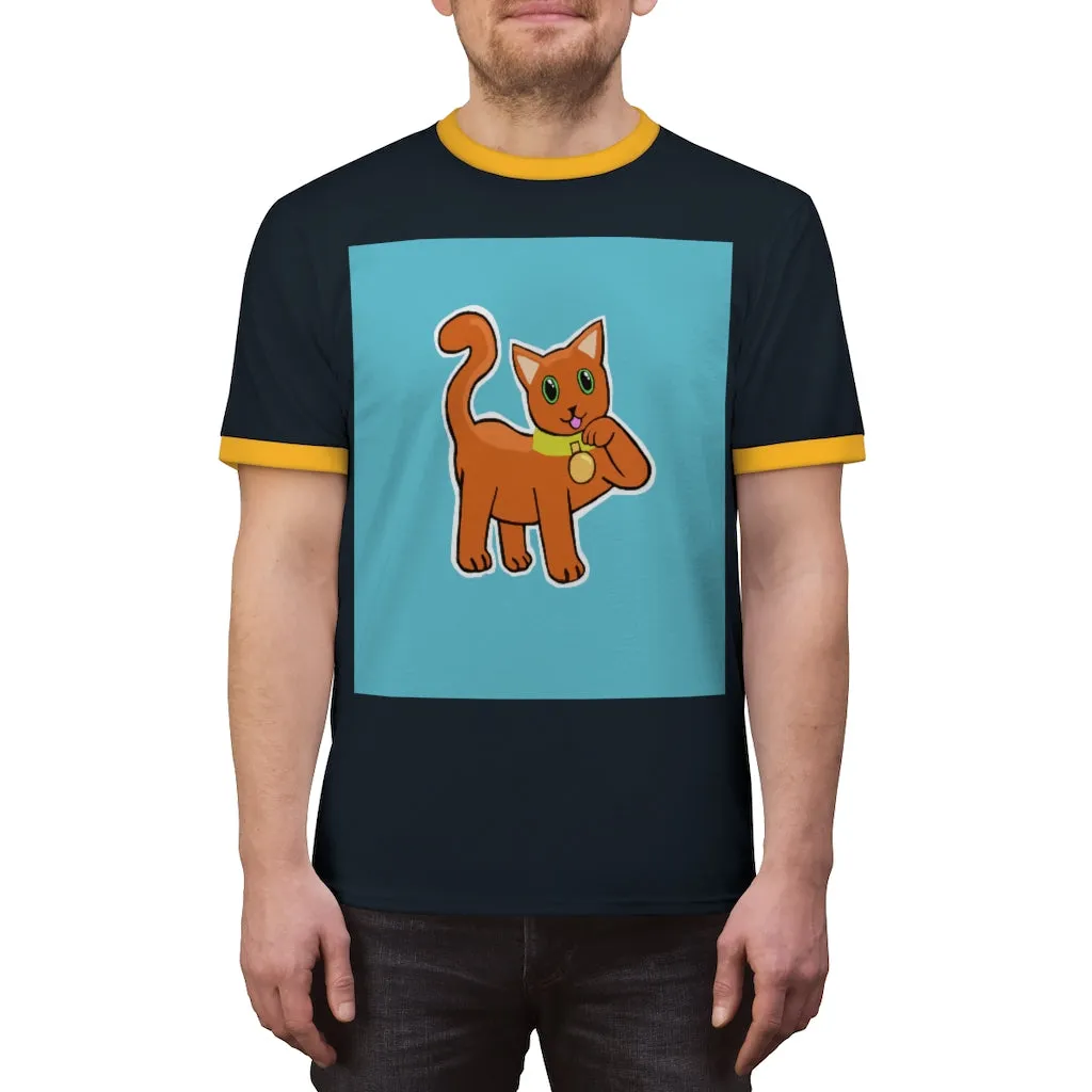 Orange Kitty Unisex Ringer Tee